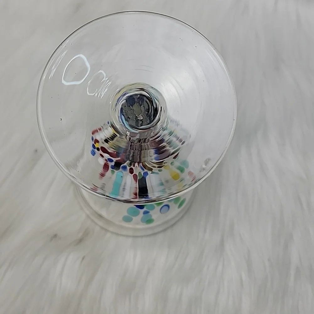 CONFETTI FESTIVAL Design Hand-Blown‎ Wine Party Celebration Glasses Set of 4